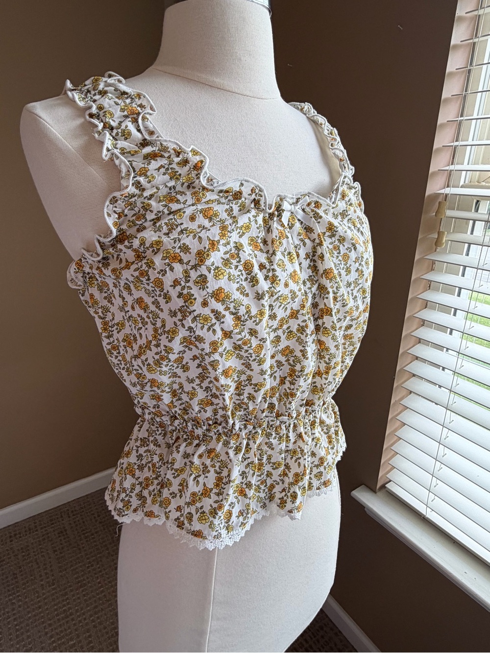 Floral Ruffle Top, Small, NWOT, Cottagecore Coquette Romantic Ren Faire - Picture 2 of 9